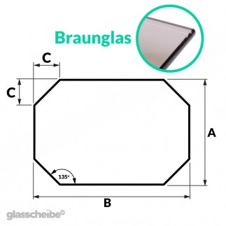 Tischglas Achteck - ESG Braunglasplatte