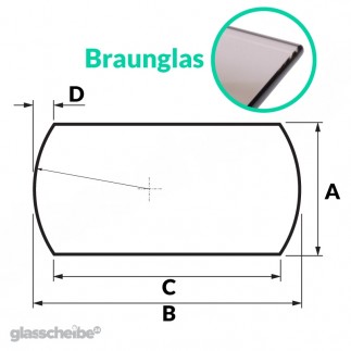Tischglas Bogen - ESG Braunglasplatte