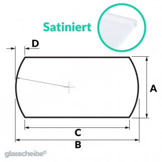 Tischglas Bogen - ESG Satiniert