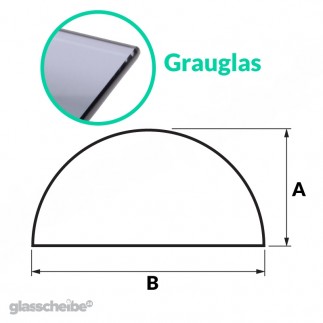 Tischglas Halbkreis - ESG Grauglasplatte