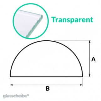 Tischglas Halbkreis - ESG Transparent