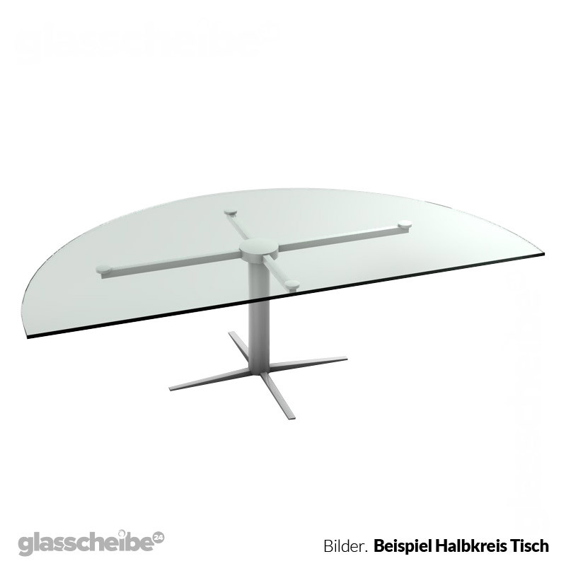 Tischglas Halbkreis - ESG Grauglasplatte