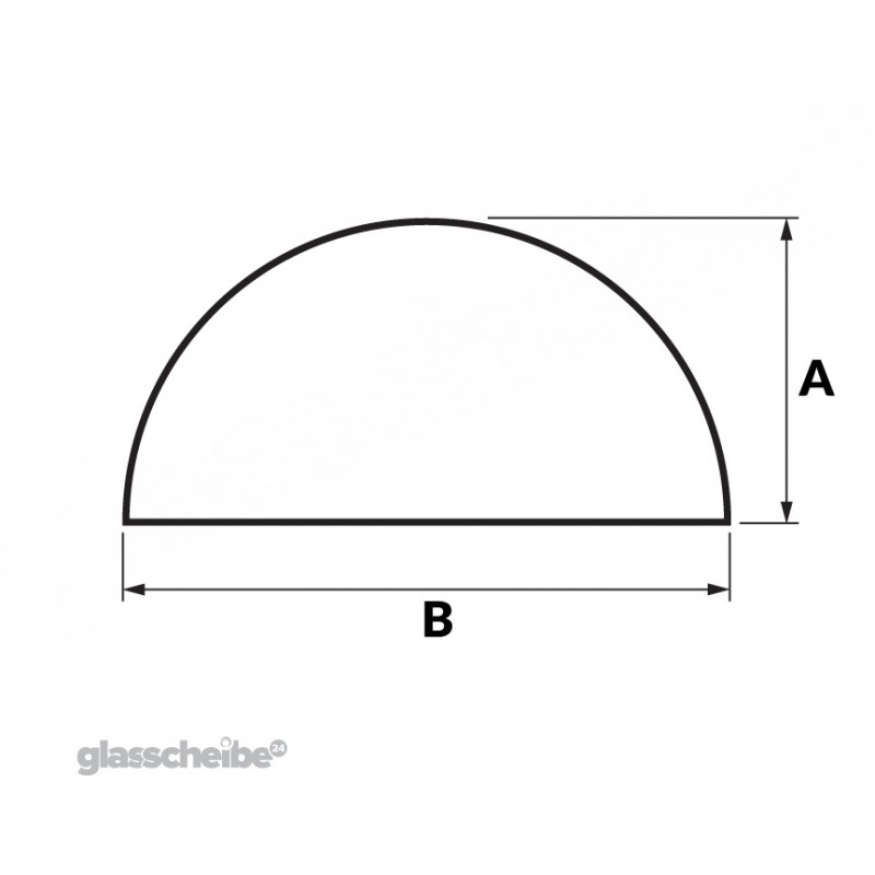 Tischglas Halbkreis - ESG Grauglasplatte