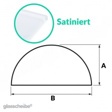 Tischglas Halbkreis - ESG Satiniert